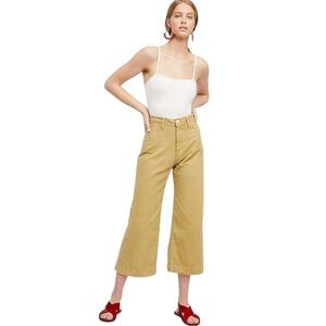 Stoned Immaculate Sail Away Tan Khaki Canvas Wide Leg Cropped Pants in Size 25